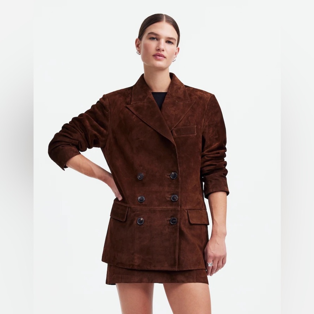 NWT Alexa Chung for Madewell Double-Breasted Blazer in Suede